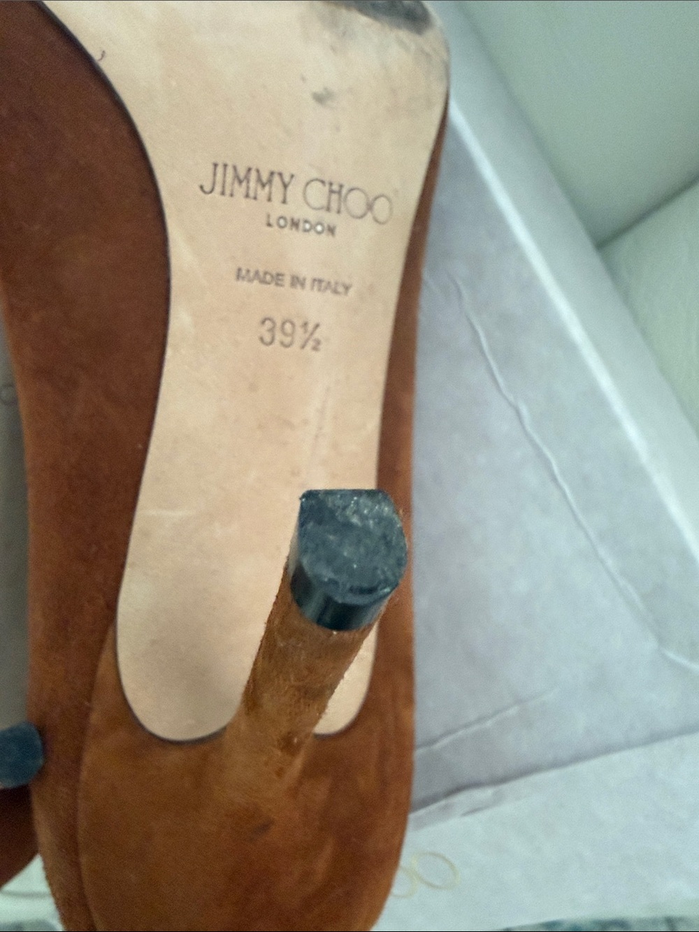 Jimmy Choo Rust Brown Suede Pointed-Toe Pumps - 39.5 - Picture 5 of 6
